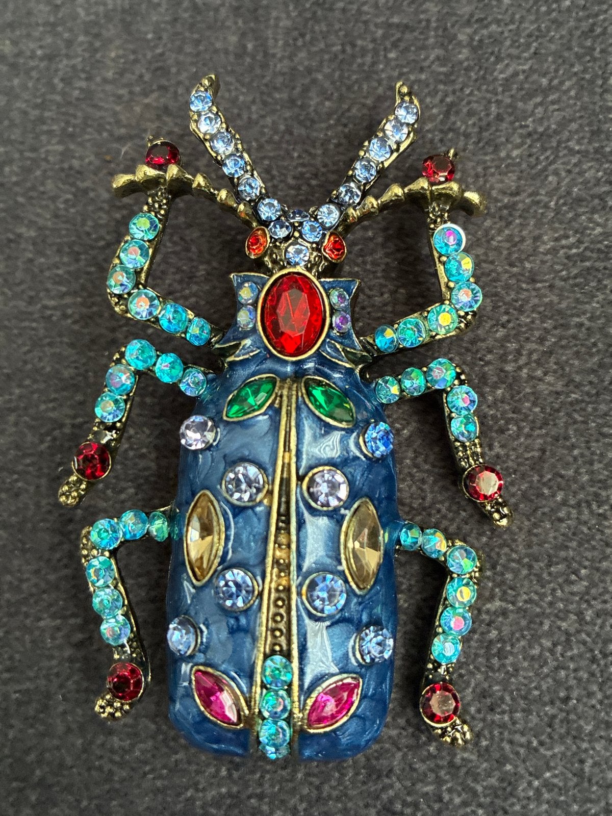 Unieke Kever Broche met Kleurrijke Kristallen, Sieraden, Tassen en Uiterlijk, Met kristal, Overige materialen, Blauw, Nieuw