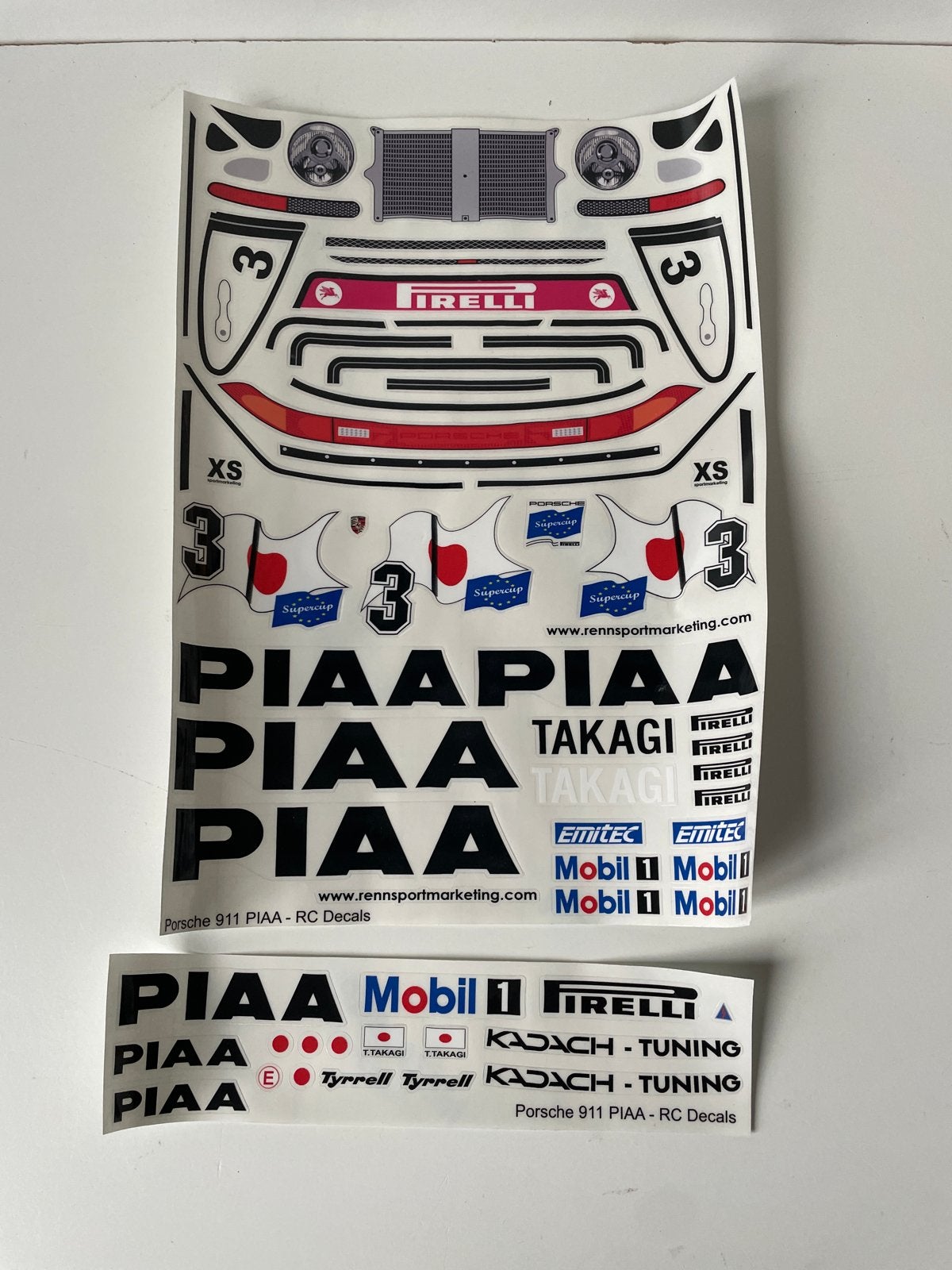 Porsche 911 GT2 PIAA RC Decals - Sticker Set reproductie, Ophalen of Verzenden, Nieuw, Overige schalen
