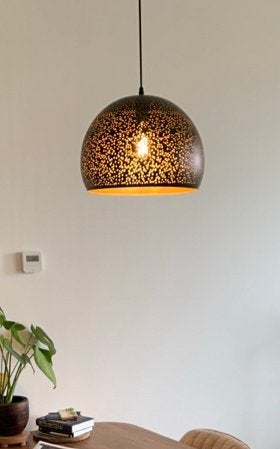 Hanglamp zwart met gaatjes, Ophalen, Zo goed als nieuw, Minder dan 50 cm