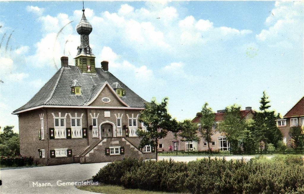 Maarn, Gemeentehuis - gelopen, Ophalen of Verzenden, 1960 tot 1980, Gelopen, Utrecht