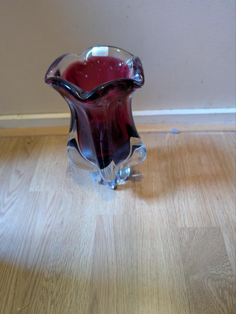 Mooie Murano stijl vaas, rood/paars glas, Antiek en Kunst, Ophalen of Verzenden