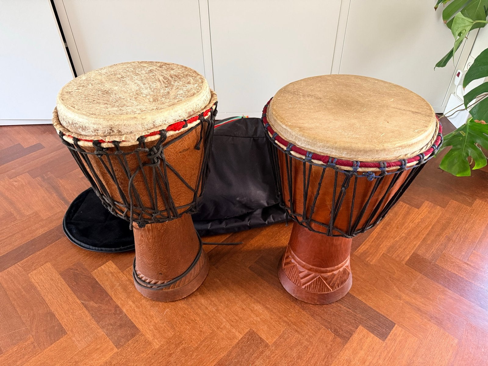 Twee mooie Djembe’s inclusief tas! €75 per stuk!!, Ophalen, Gebruikt, Overige merken