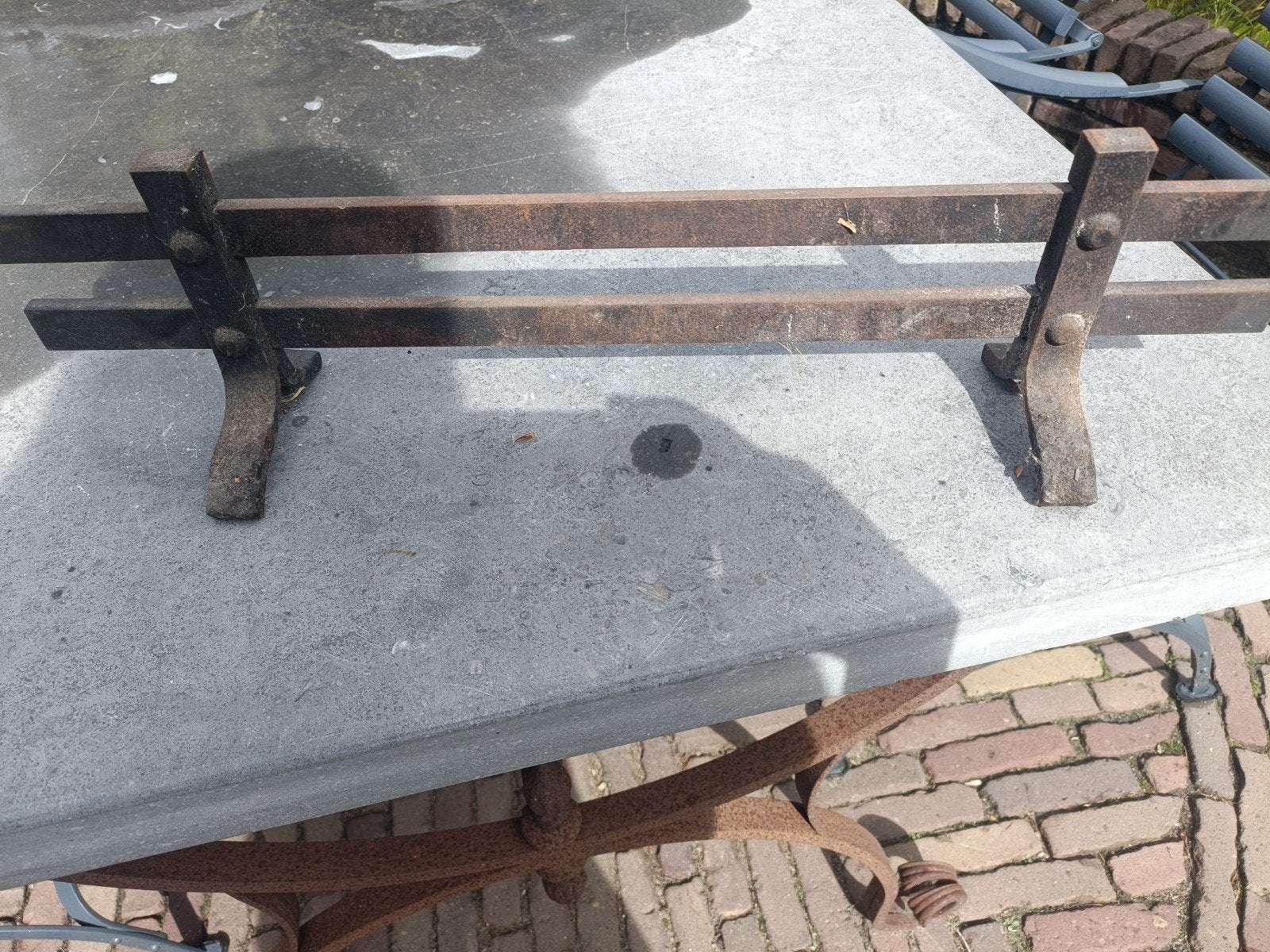 Robuuste haardbok van smeedijzer, Ophalen of Verzenden, Gebruikt, Vrijstaande haard, Overige soorten