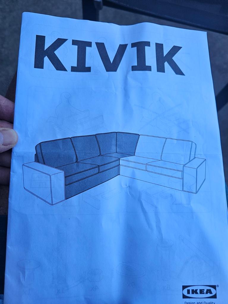 Ikea Kivik bank met blauw karpet, Ophalen, 250 tot 300 cm, 100 tot 125 cm, Hoekbank