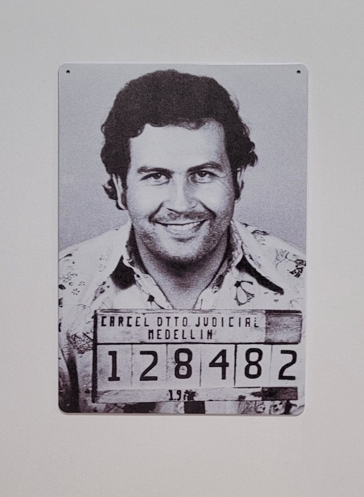 Pablo Escobar foto reclamebord van metaal wandbord deco, Info@deconoord.nl, Deco Noord, Nieuw, Ophalen of Verzenden
