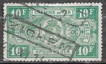 BELGIË 10 Fr. Spoorwegzegel - Rijkswapen in ovaal - 1927, Verzenden, Gestempeld, Treinen