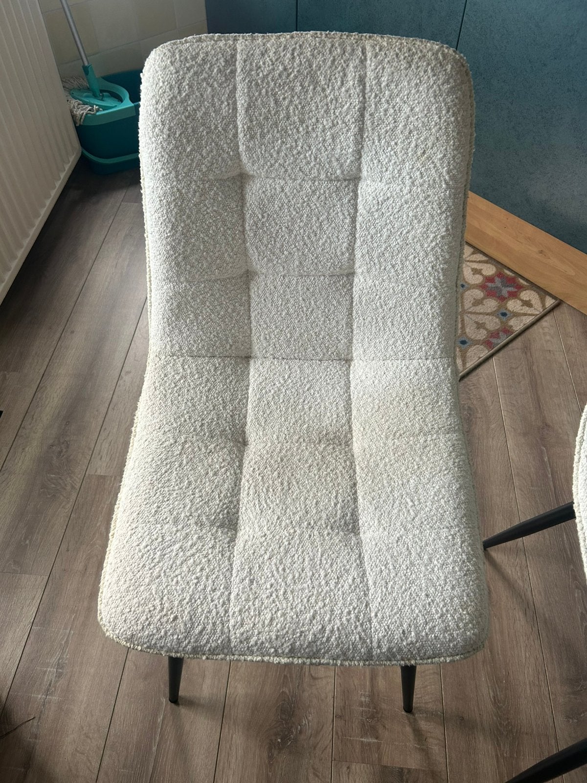 Eetkamerstoelen wit/off white teddystof, Ophalen, Zo goed als nieuw, Wit