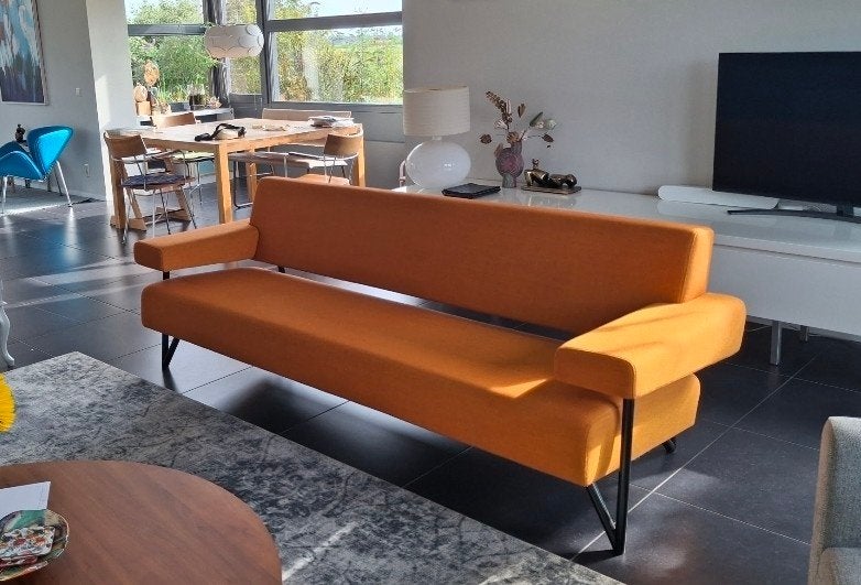Designbank Havee Cloak Stone 3.5 zits, Modern design Hans Daalder, 75 tot 100 cm, Ophalen of Verzenden, Rechte bank