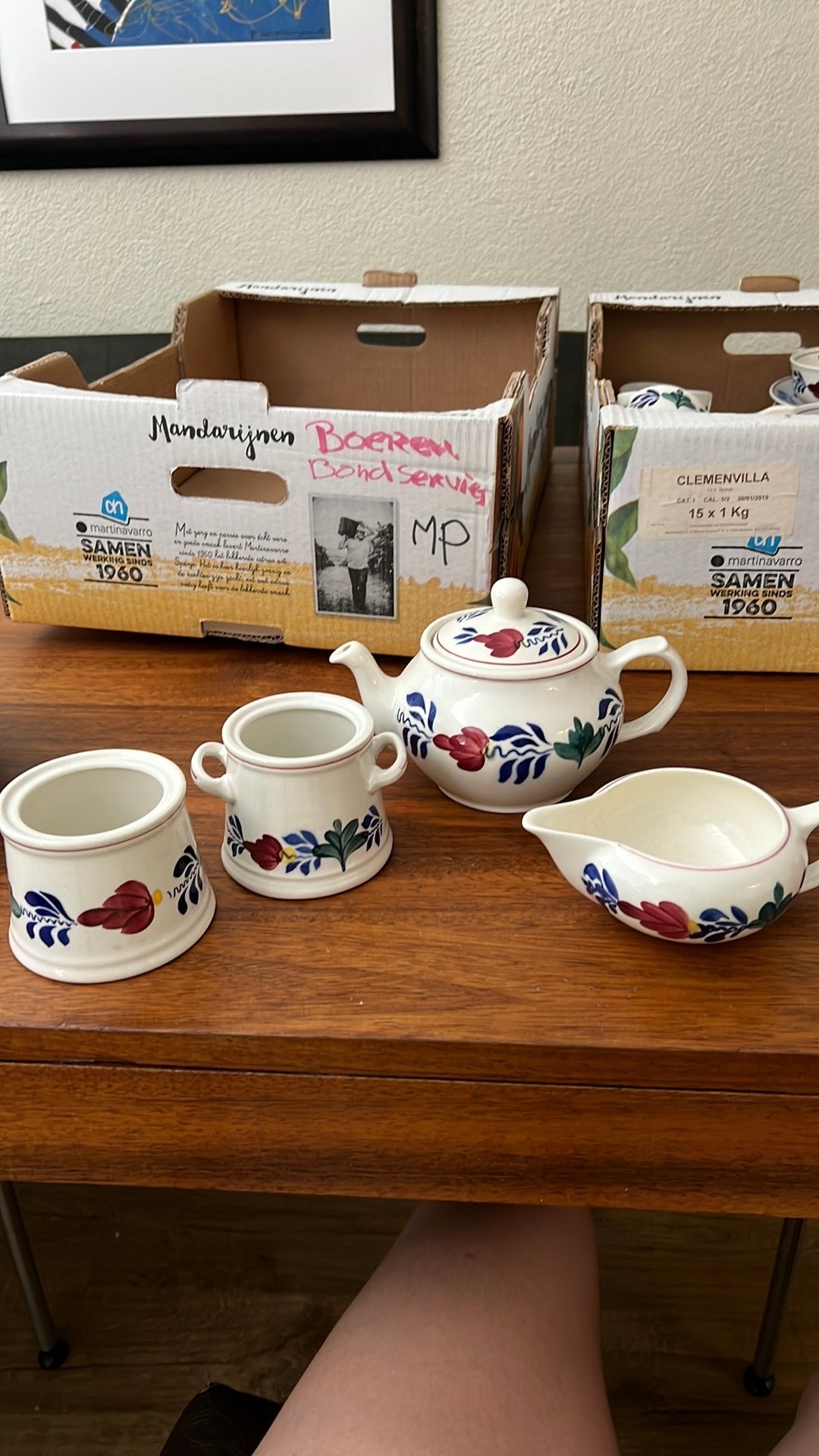Boerenbont Boch theepot, 2x suikerpot, 1x melkkan, Ophalen of Verzenden
