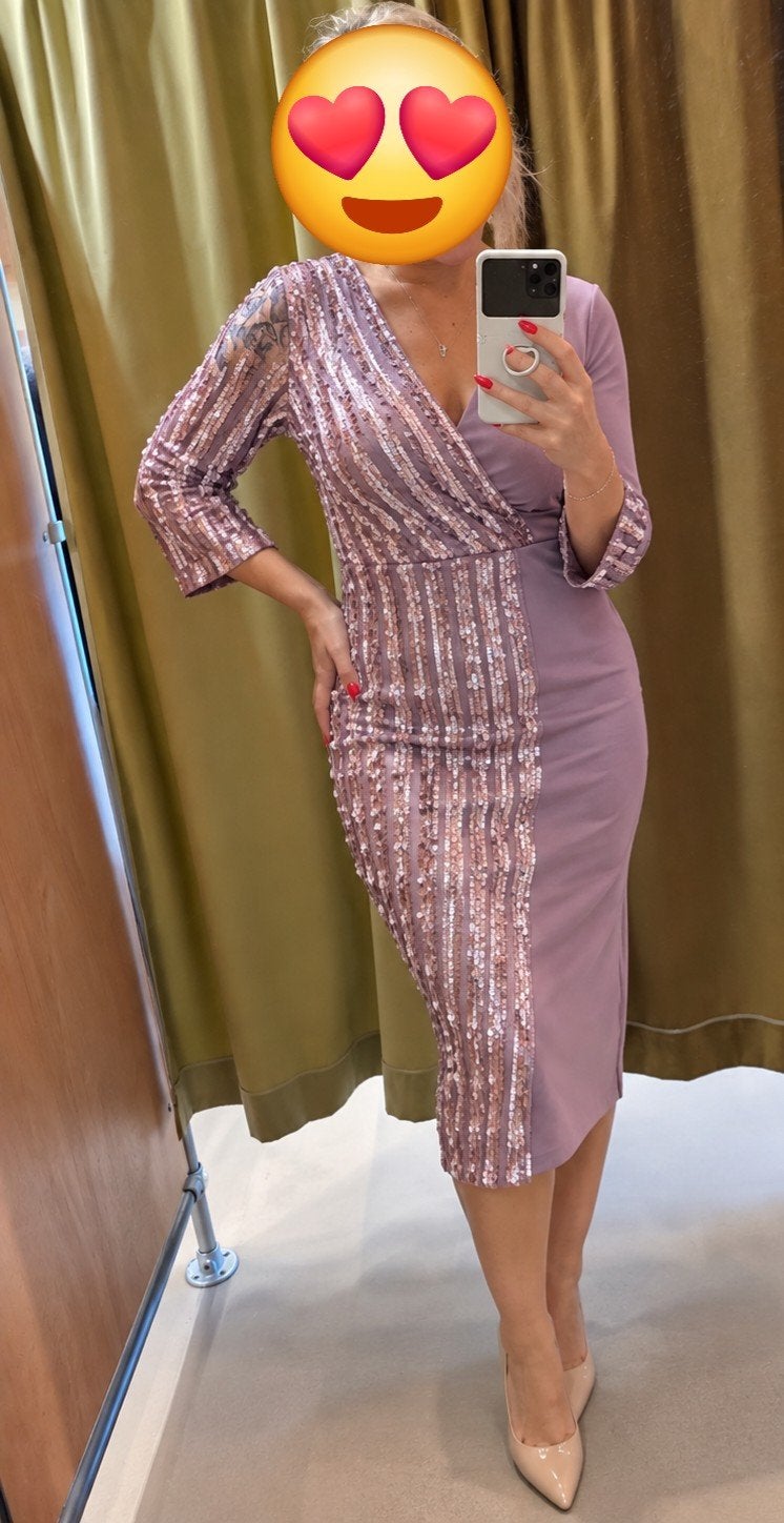 ARI Gress Paarse Jurk met Pailletten - Maat 44, Kleding | Dames, Paars, Maat 42/44 (L), Nieuw, Ophalen of Verzenden