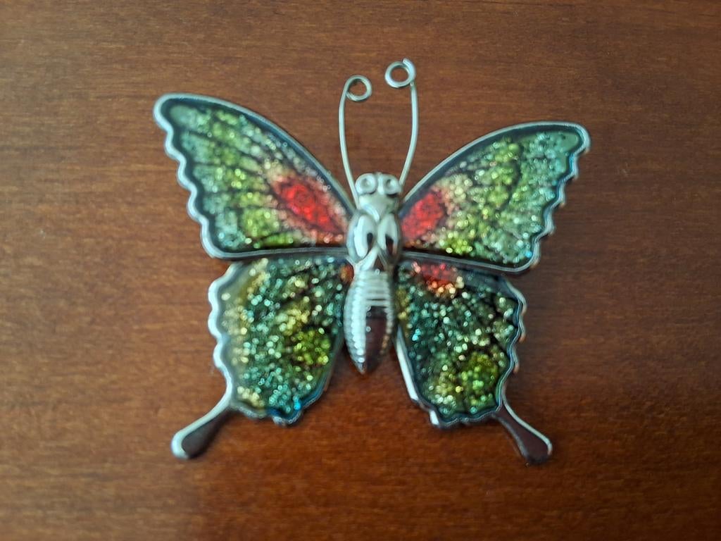 Kleurrijke Vlinder Broche met Glitters, Overige materialen, 4 tot 7 cm, Overige kleuren, Ophalen of Verzenden