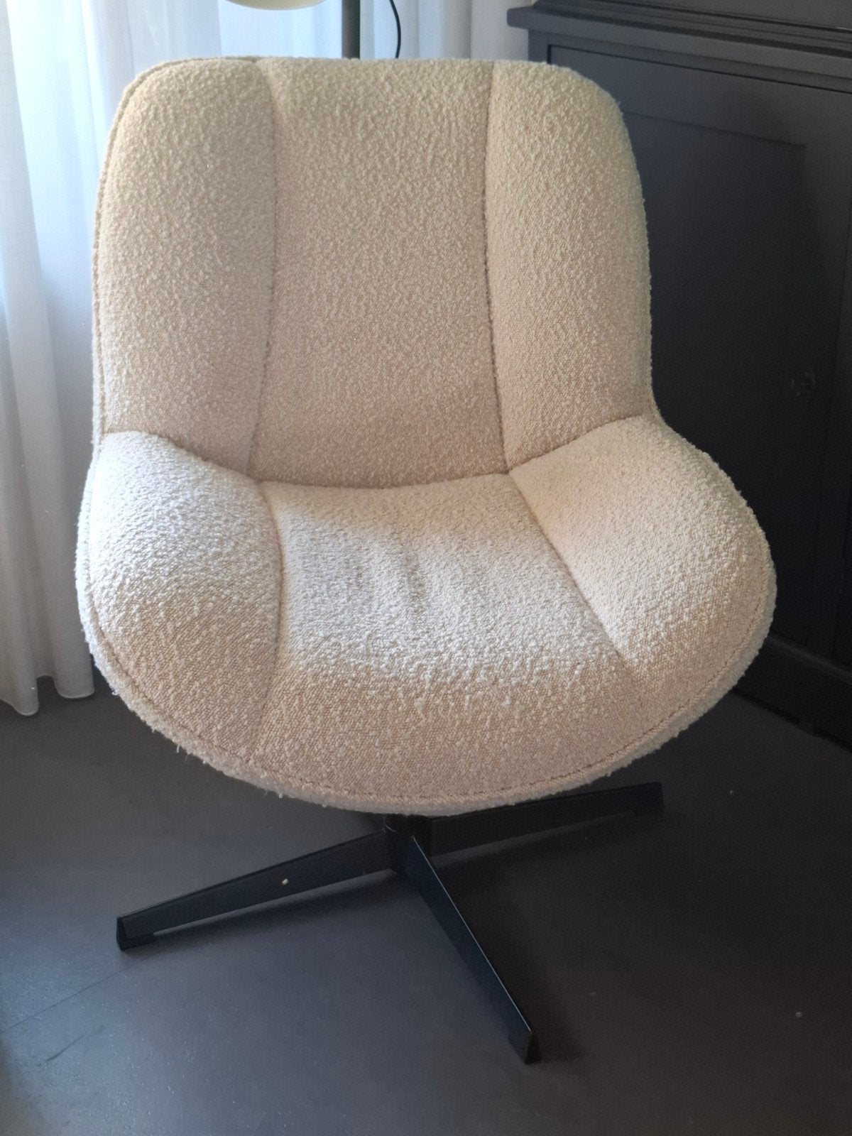 Draaifauteuil Fortenza (Pronto wonen) bouclé  - crème wit, Ophalen, Modern, Bouclé, Comfort, Wit, Zo goed als nieuw