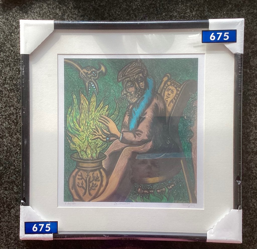 Zeefdruk, litho, De Verteller, Perjoo Roobjee, nieuw, Antiek en Kunst, Kunst | Litho's en Zeefdrukken, Ophalen, Personages en Fantasiefiguren