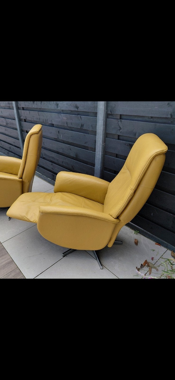 prachtige relax stoel (2x mooi) geel., Leer, Ophalen of Verzenden, Zo goed als nieuw, Modern