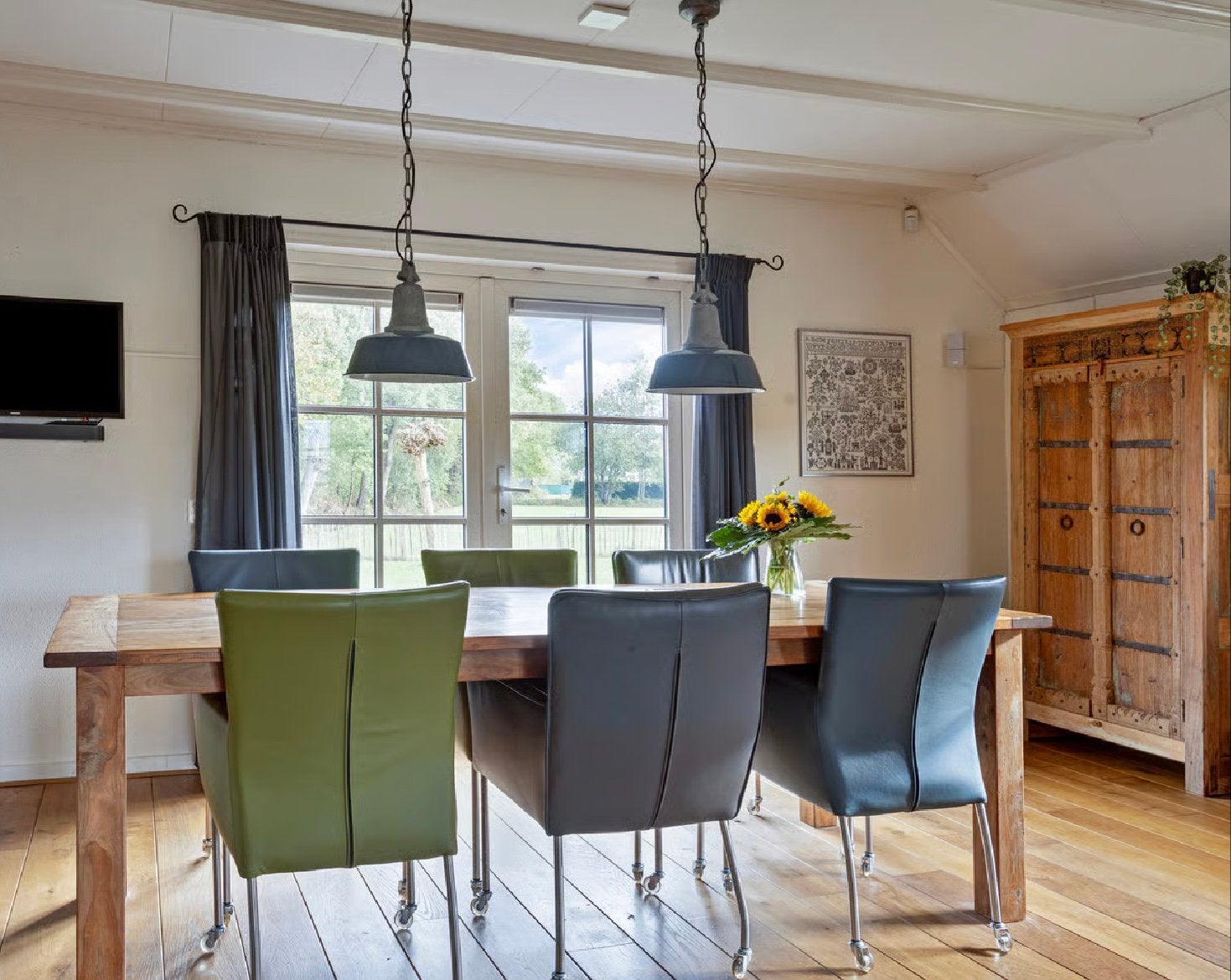 Teakhouten eettafel 240x100 cm in goede staat, Ophalen, Gebruikt, Teakhout, 200 cm of meer