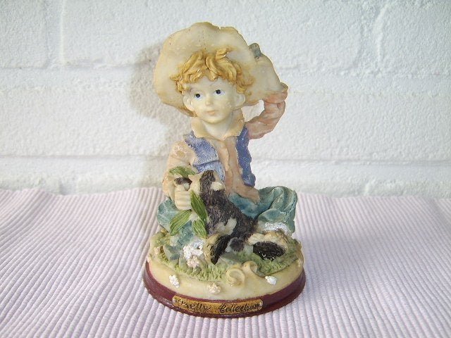 vintage Pretty Collection beeld Jongen met hond, Ophalen of Verzenden, Gebruikt, Overige typen
