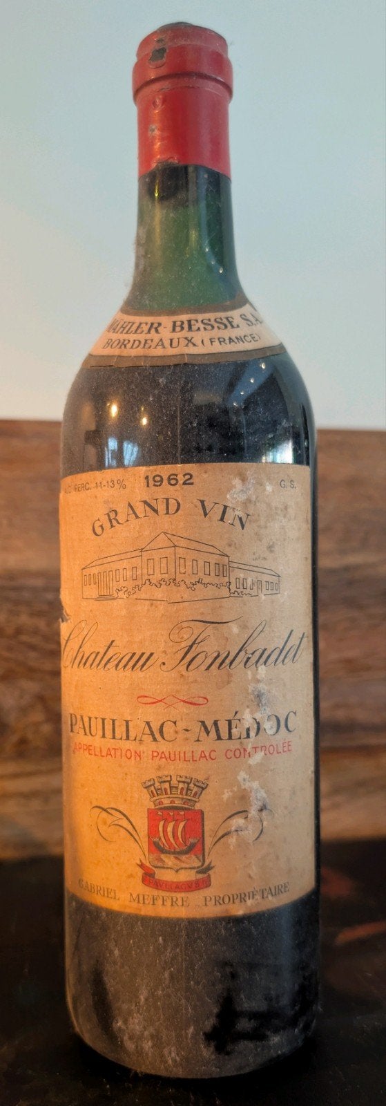 Château Fonbadet Grand Vin 1962 - Pauillac-Médoc, Gebruikt, Frankrijk, Ophalen of Verzenden, Rode wijn