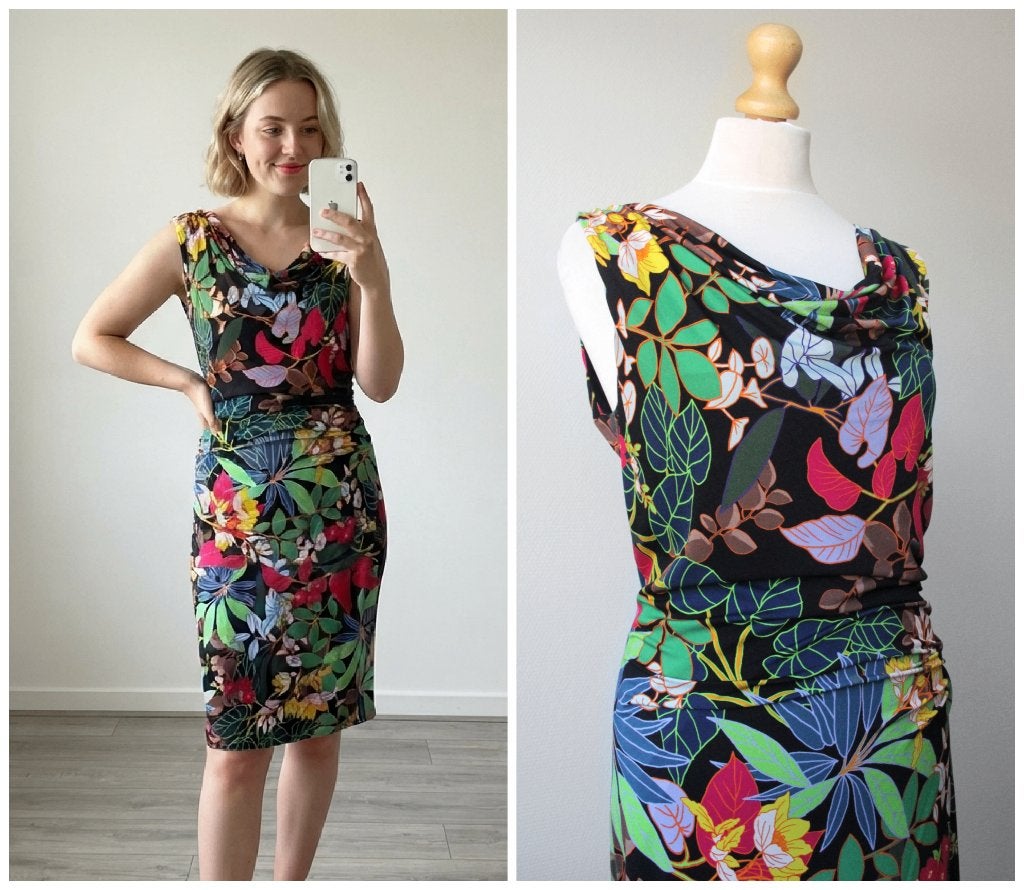 Claudia Strater - prachtige jurk met bloemen zwart - maat 38, Maat 38/40 (M), Zo goed als nieuw, Knielengte, Claudia Sträter