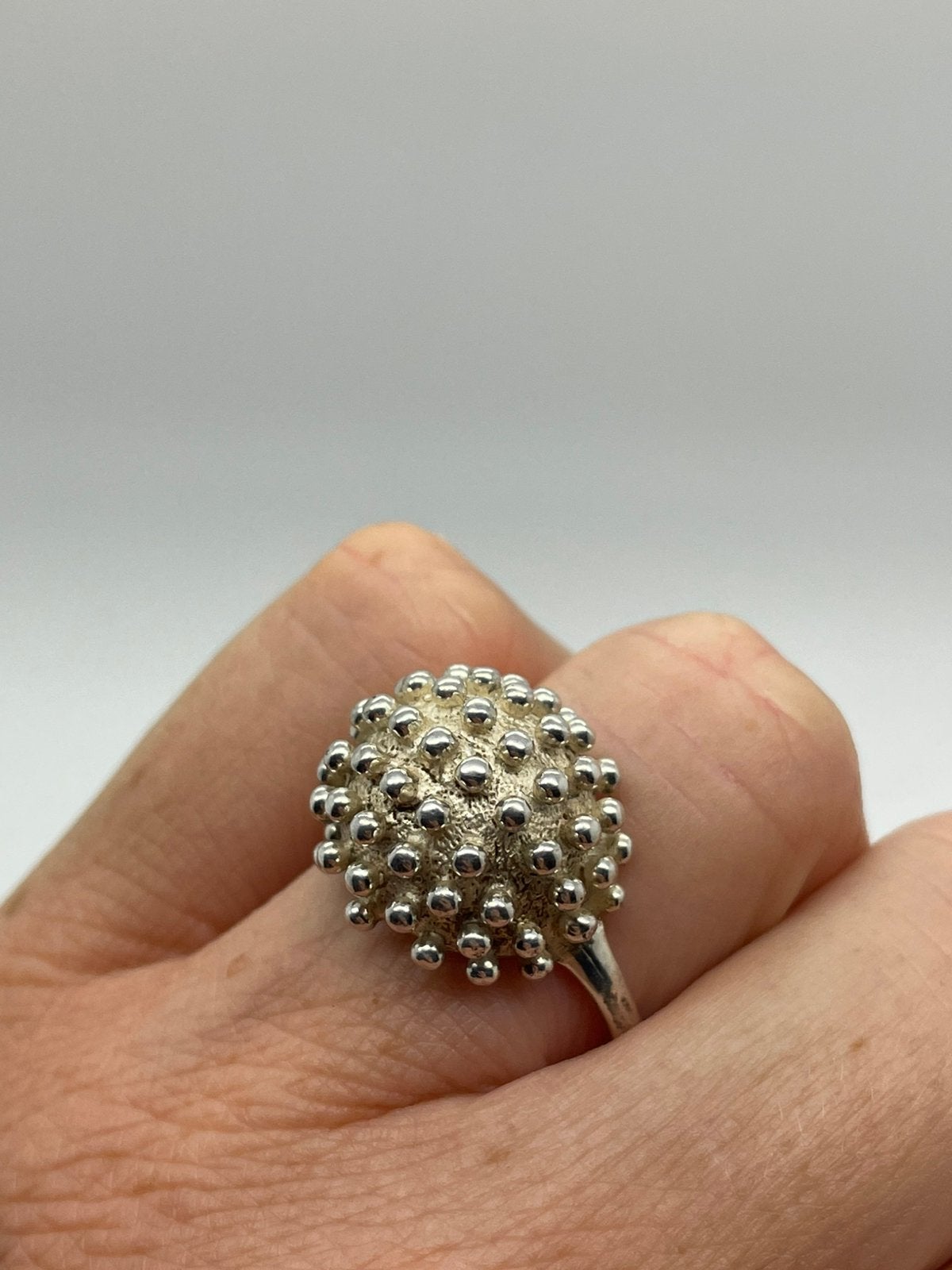 F603 Prachtige zilveren sputnik ring (verstelbaar), Ophalen of Verzenden, Zilver, Ring