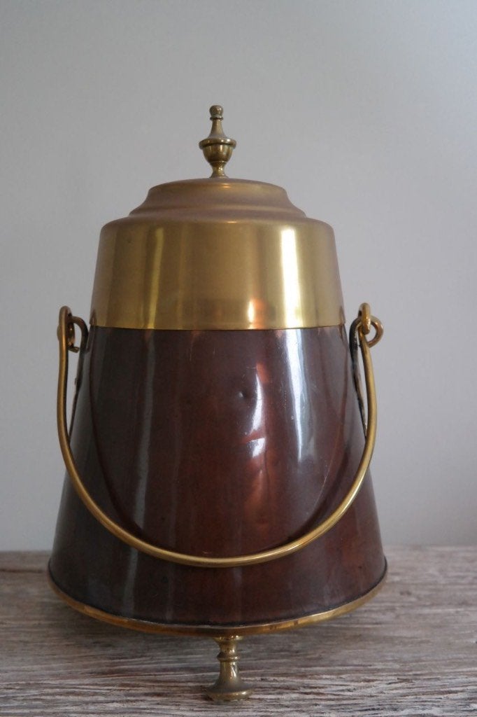 Koperen Antieke Doofpot (geel en rood koper); hoogte 42 cm, Ophalen of Verzenden, Koper
