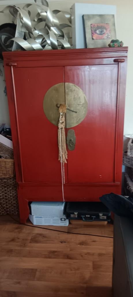 Chinese bruidskast met messing beslag, Huis en Inrichting, Kasten | Kledingkasten, Ophalen of Verzenden