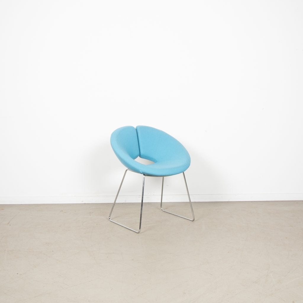 Artifort Little Apollo Stoel Blauw Stof - Chroom, Niet ingevuld, Zo goed als nieuw, Niet ingevuld, Niet ingevuld