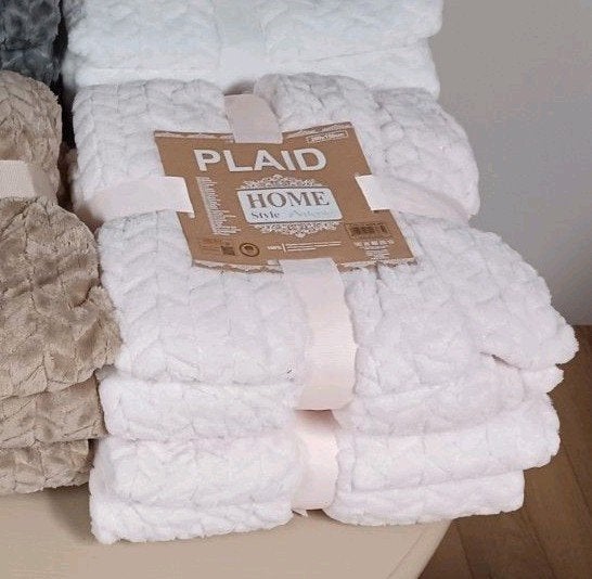 Zacht Plaid Fleece Deken - Gebroken Wit/Beige 200x150cm, Beige, 200 cm, Nieuw, Plaid