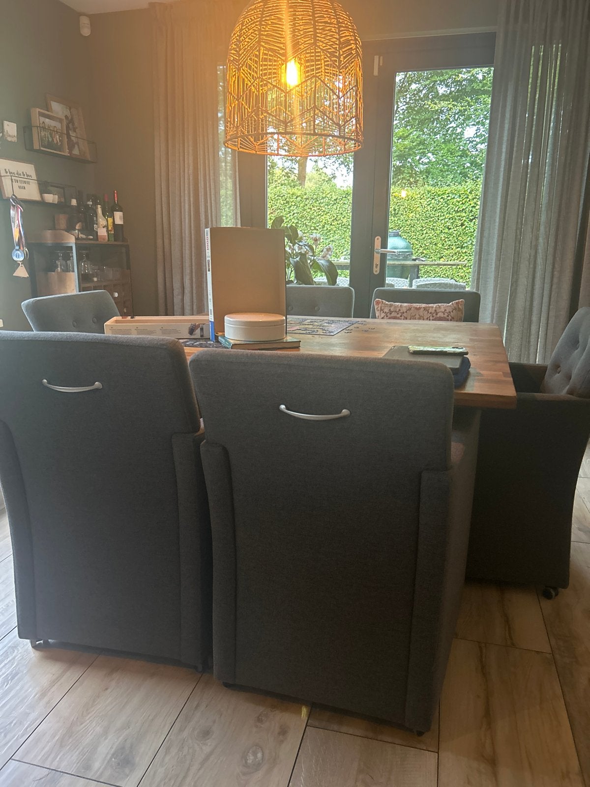 6 Grijze Stoelen op Wieltjes - Comfortabel en Praktisch, Huis en Inrichting, Ophalen, Gebruikt, Vijf, Zes of meer stoelen, Stof