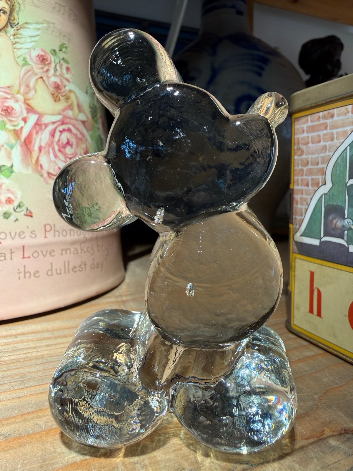 Glazen Mickey Mouse Beeld - Disney Collectible, Verzamelen, Disney, Beeldje of Figuurtje, Ophalen of Verzenden, Zo goed als nieuw
