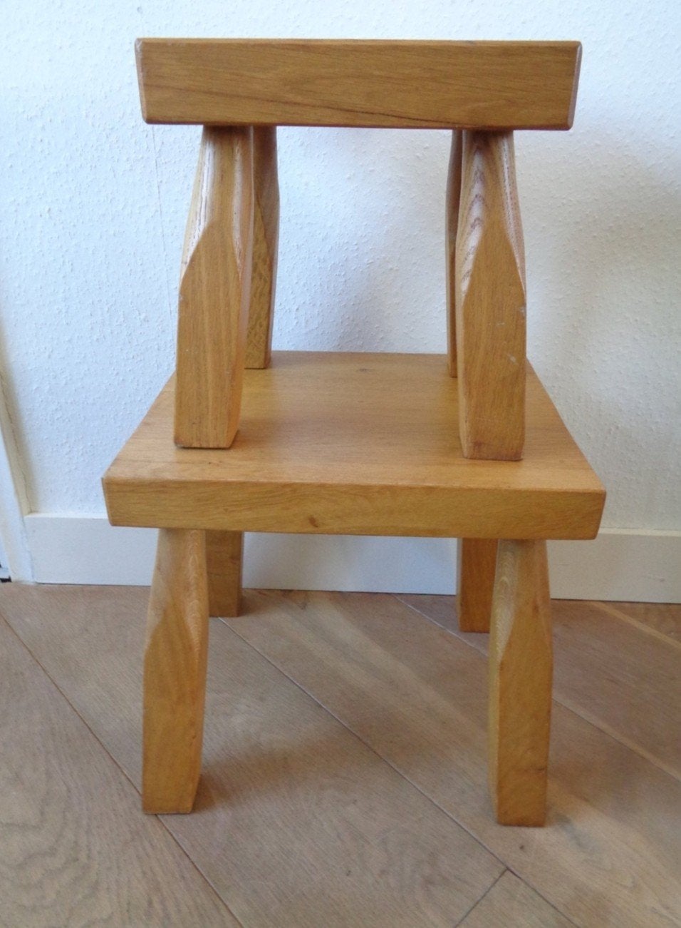 Vintage nesting tables uit blond eiken, Ophalen of Verzenden, Rechthoekig, 75 cm of meer, 60 cm of meer