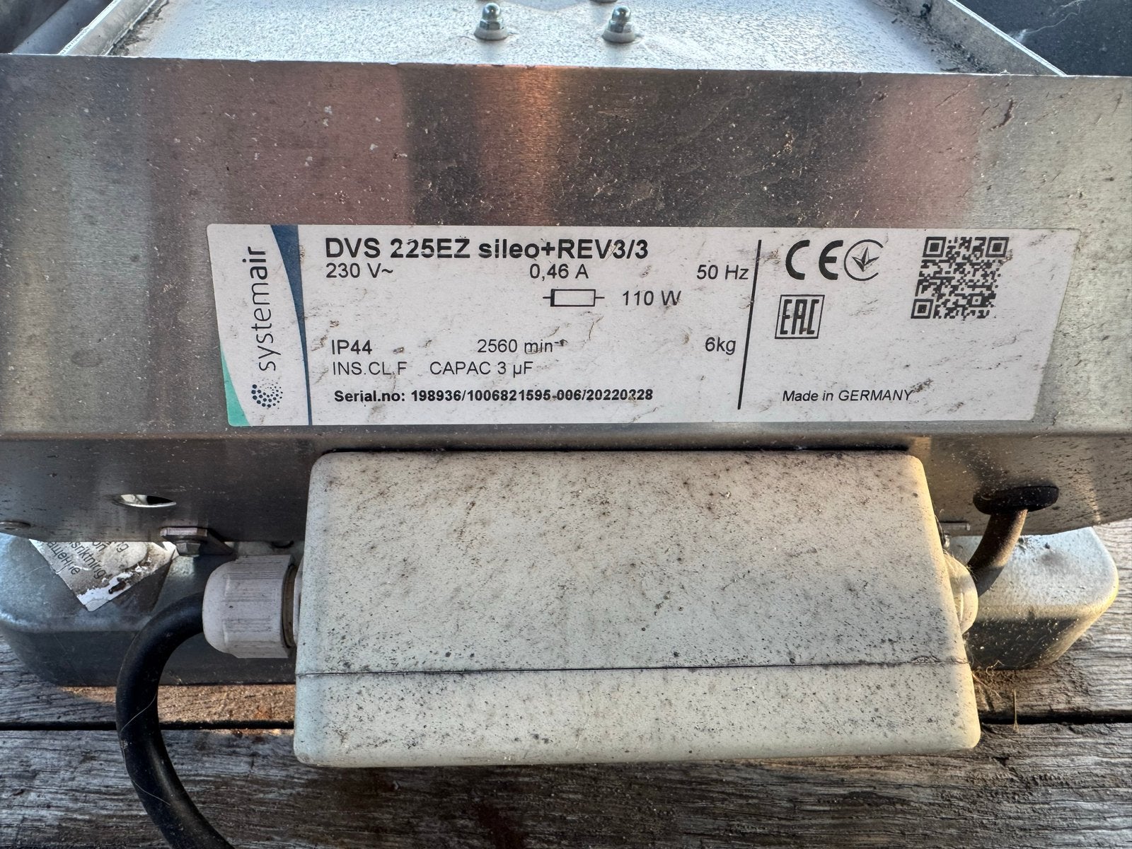 Systemair DVS 225EZ sileo+REV3/3 Afzuiger/Ventilator, Ophalen of Verzenden, Zo goed als nieuw, Ventilator en Afzuiger
