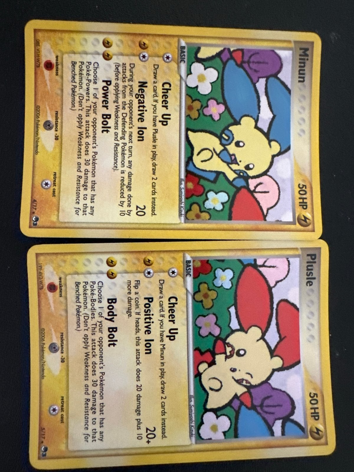 Minun en Plusle Holo Pokémon POP Series 1 Kaarten, Ophalen of Verzenden, Zo goed als nieuw, Losse kaart, Foil