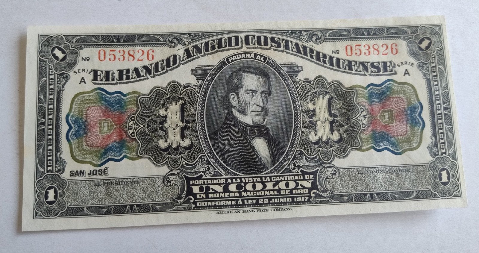 1 Colón uit Costa Rica, 1917 - Banco Anglo Costarricense, Ophalen of Verzenden, Midden-Amerika, Los biljet