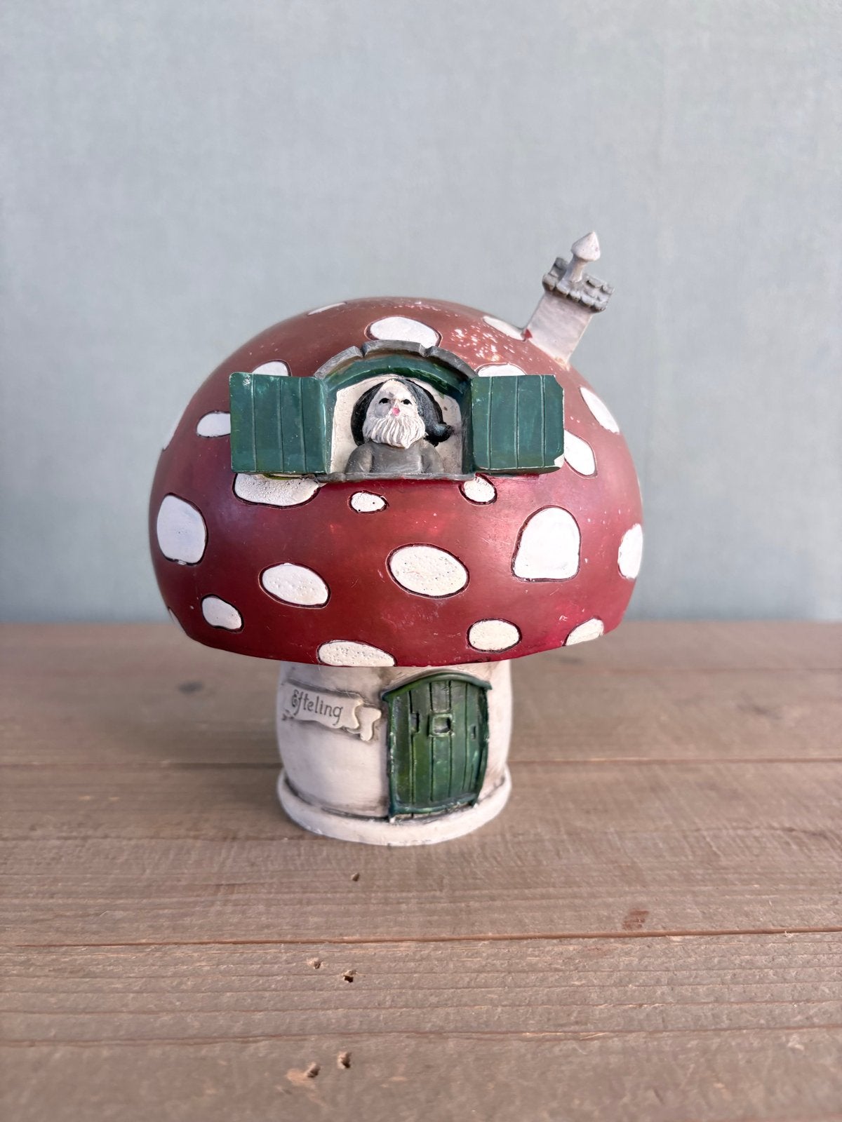 Vintage Efteling paddenstoel spaarpot met kabouter, Ophalen of Verzenden, Gebruikt, Beeldje of Poppetje