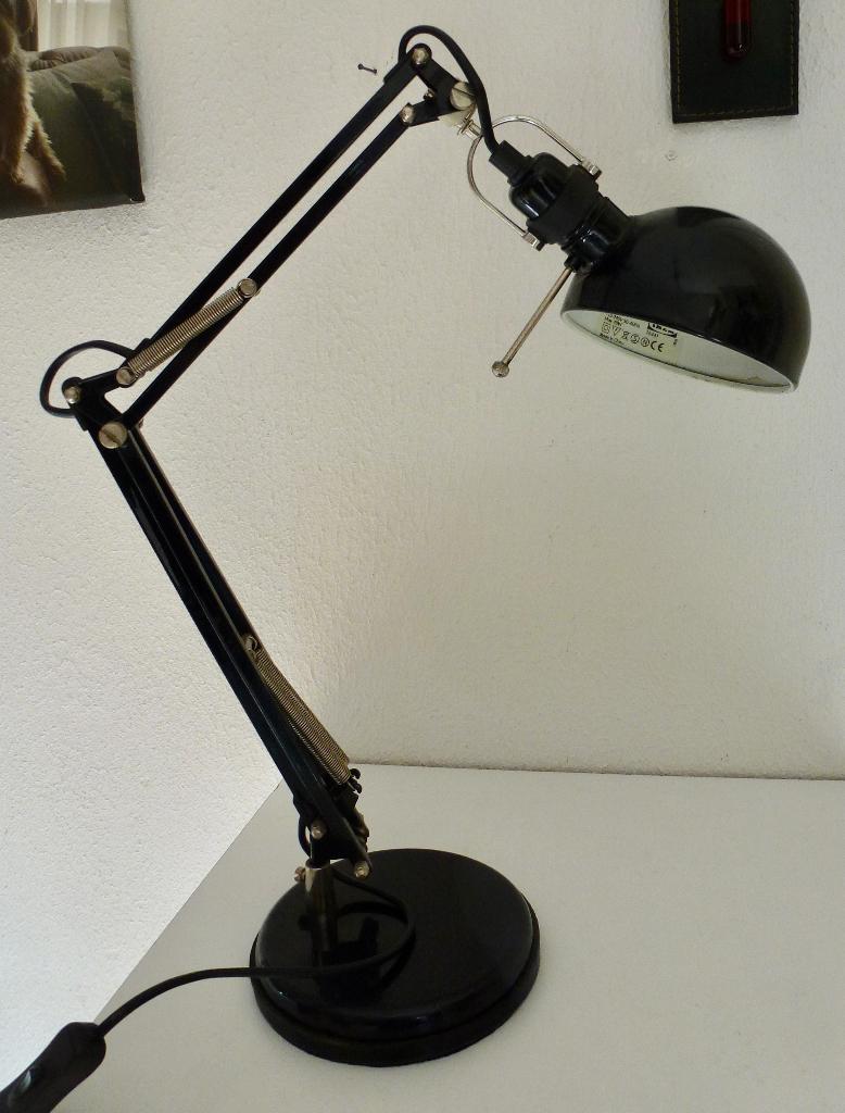 Ikea Forsa Vintage verstellbare bureaulamp, zwart., Gebruikt, 50 tot 75 cm, Verzenden, Vintage