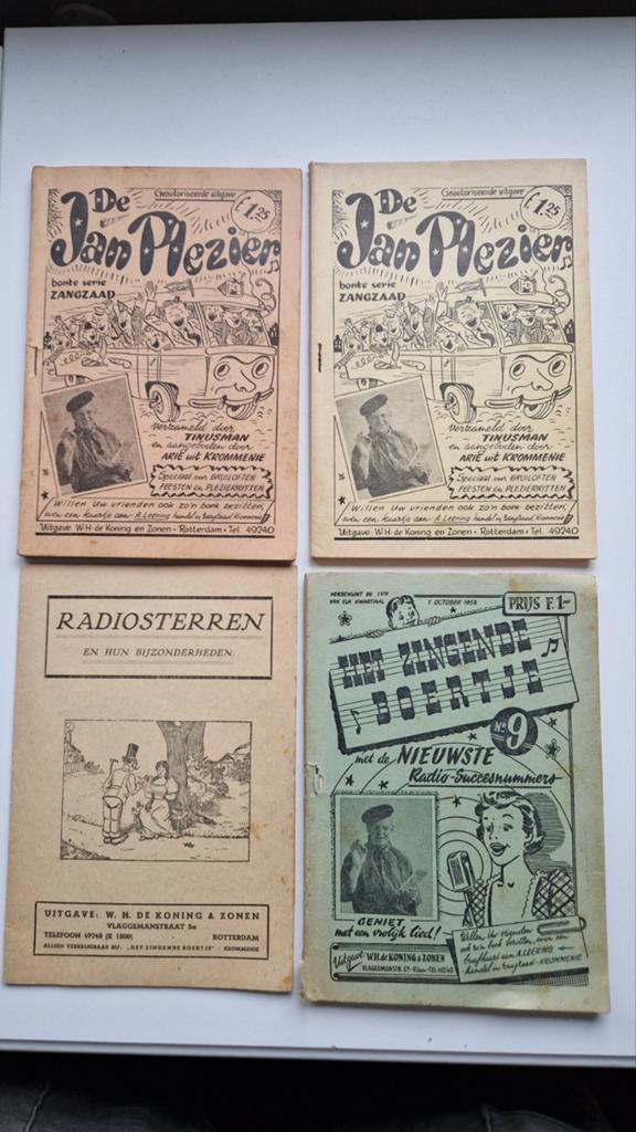 Oude Zangbundels en Radiosterren Boekjes (4 stuks), Boeken, Ophalen of Verzenden, Gelezen, Algemeen, Tinusman, Arië uit Krommenie