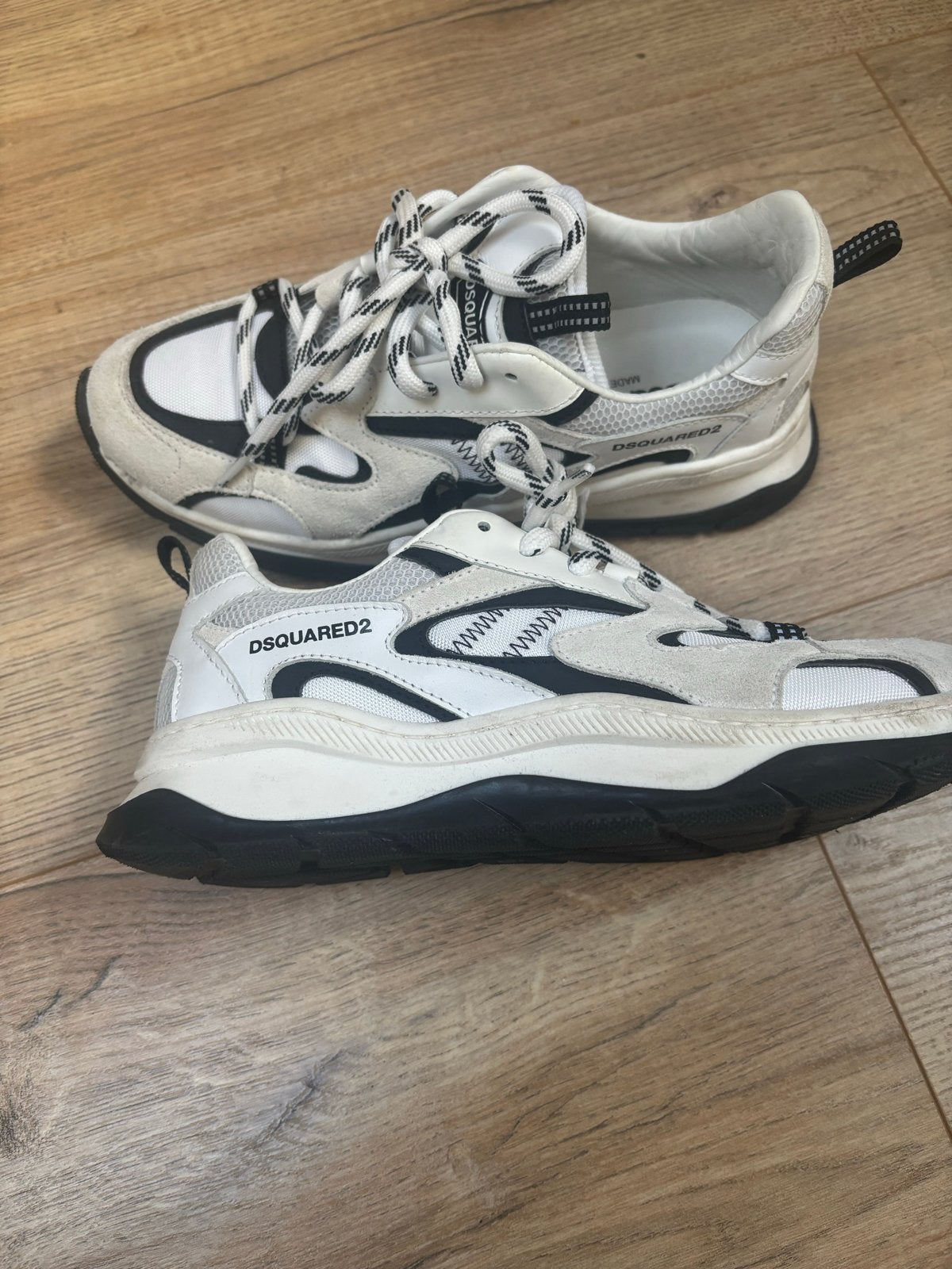 Dsquared2 Sneakers - Wit/Zwart - Maat 37, Kleding | Dames, Ophalen of Verzenden, Zo goed als nieuw, Wit, Sneakers of Gympen