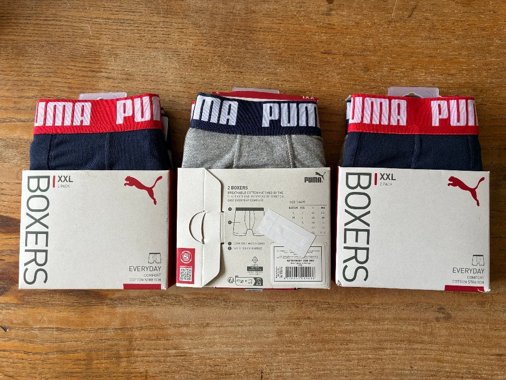 Puma XXL herenondergoed boxershorts trunks: 2 per verpakking, Ophalen of Verzenden, Blauw, Puma, Boxer