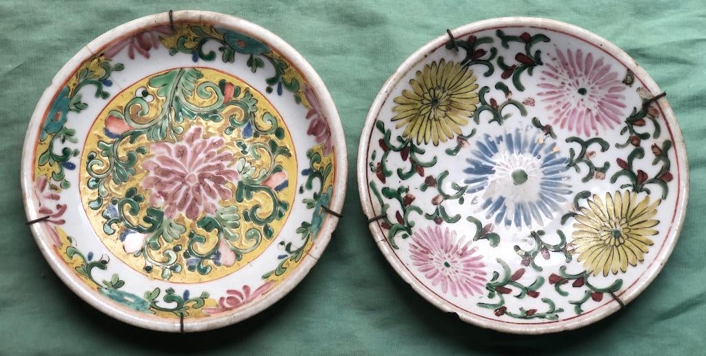 2 oude Bencharong Chinees porselein borden, Ophalen of Verzenden
