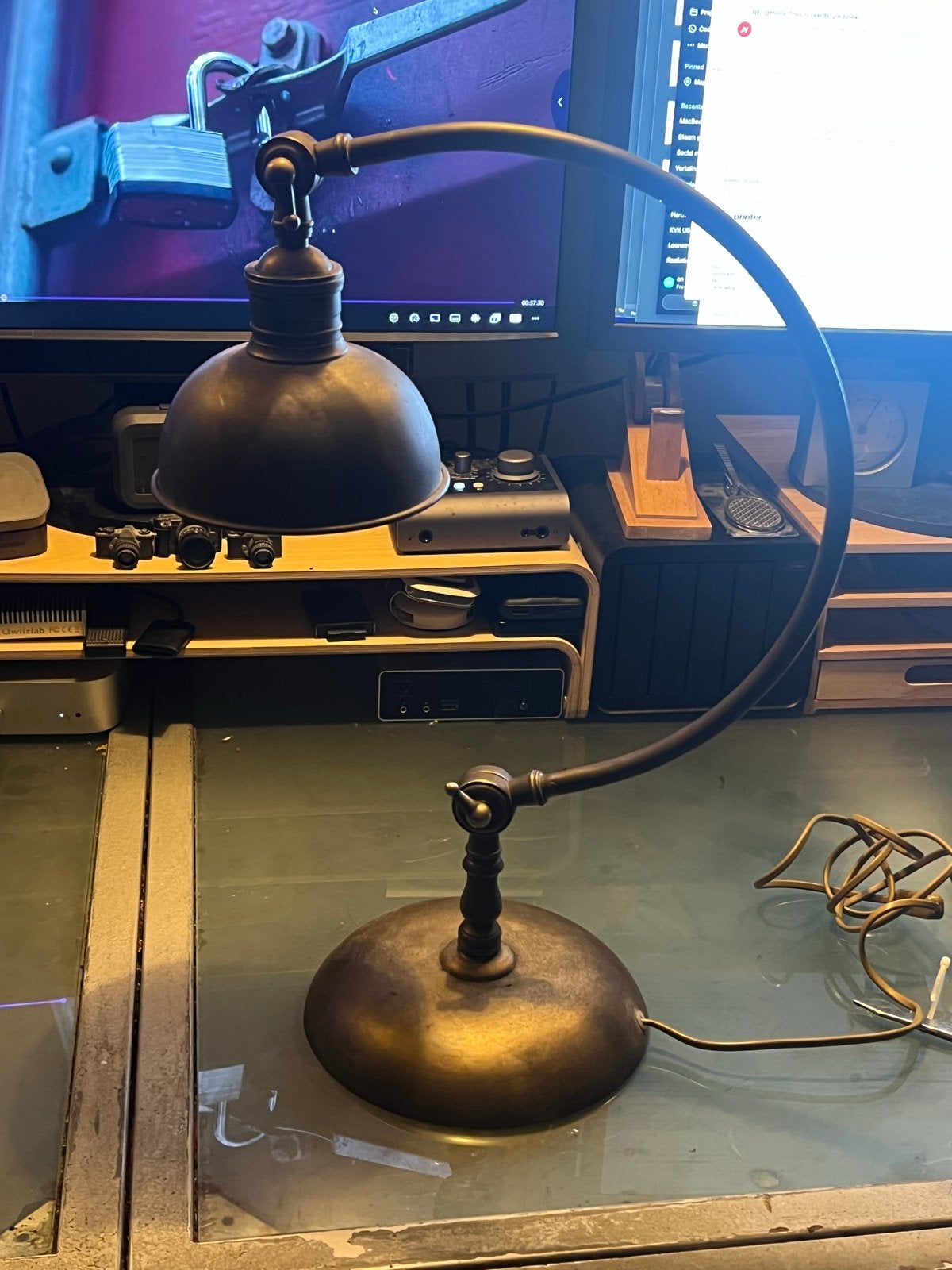 Antieke bronzen bureaulamp, Antiek en Kunst, Ophalen