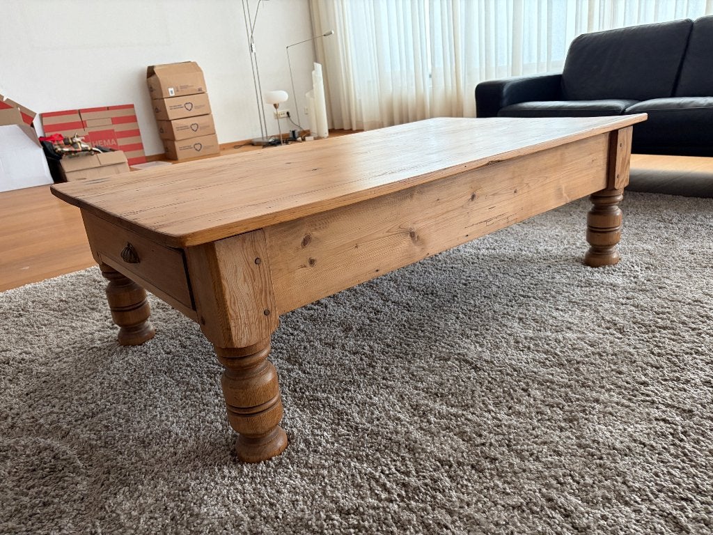 Gratis antiek grenen salontafel, Huis en Inrichting, Tafels | Salontafels, Ophalen, Gebruikt, 100 tot 150 cm, 50 tot 100 cm