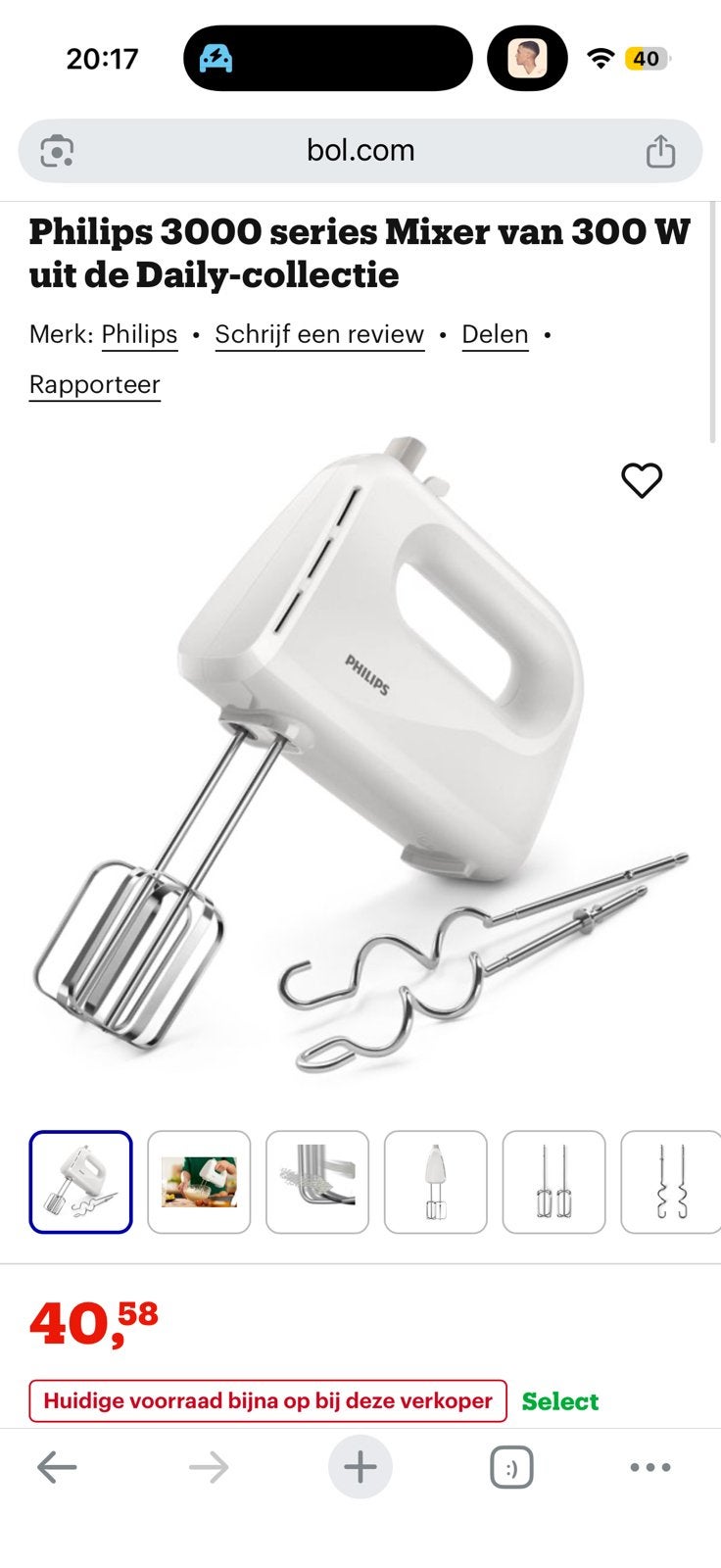 Nieuw in doos: Philips handmixer 3000 series, Ophalen of Verzenden, Nieuw, 3 snelheden of meer
