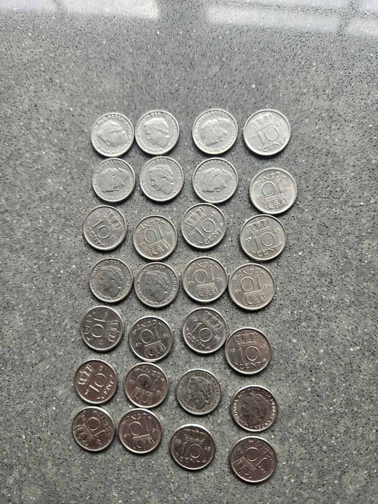 28  dubbeltjes uit 1948 van Koningin Wilhelmina, Postzegels en Munten, Munten | Nederland, Setje, Zilver, Ophalen of Verzenden