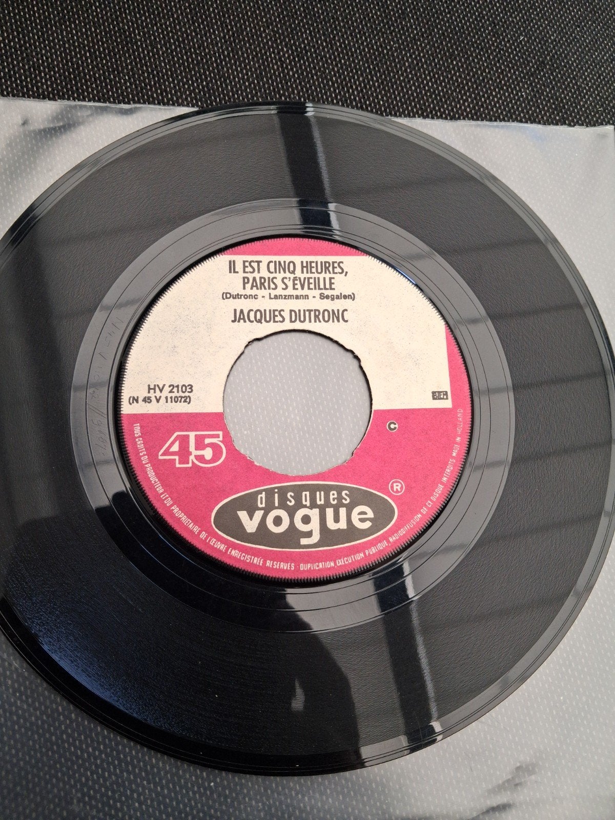 Jacques Dutronc - Il est cinq Paris s'éveille (Singl, Gebruikt, 7 inch, Single, Ophalen of Verzenden