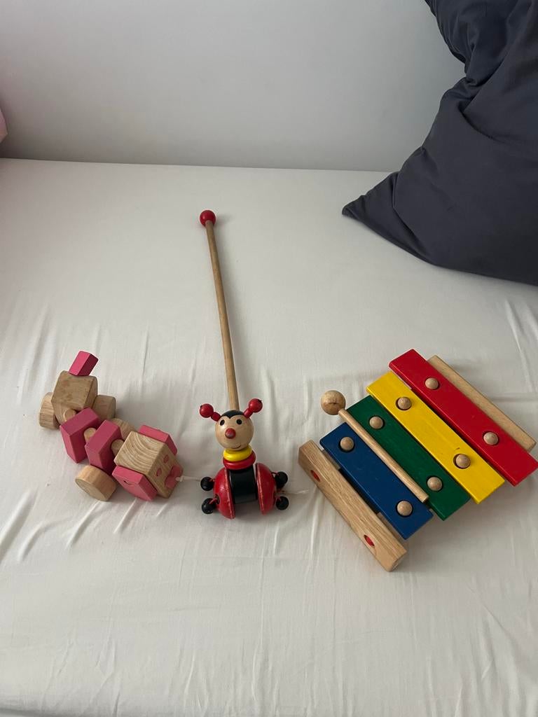€2 per Houten speelgoed : rups, lieveheersbeestje, xylofoon, Ophalen of Verzenden, Gebruikt, Duw- of Trekspeelgoed