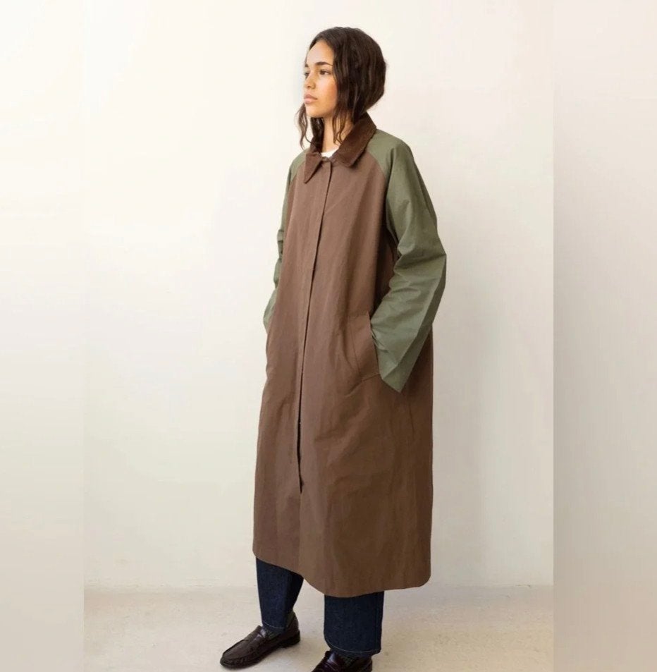 Tiny Big Sister bruine oversized trenchcoat cord kraag S-36, Bruin, Ophalen of Verzenden, Maat 36 (S), Gedragen