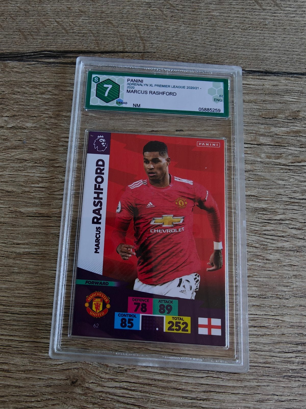 Marcus Rashford Adrenalyn XL 2020/21 Graded 7, Ophalen of Verzenden, Zo goed als nieuw, Buitenlandse clubs, Spelerskaart