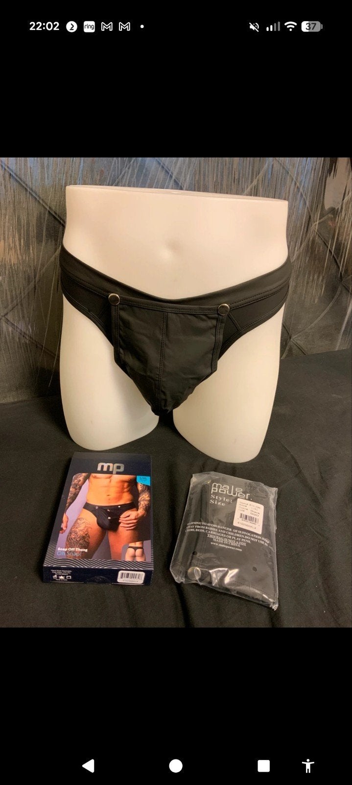 snap off, leren look, string maat S/M, Kleding | Heren, Ophalen of Verzenden, Zwart