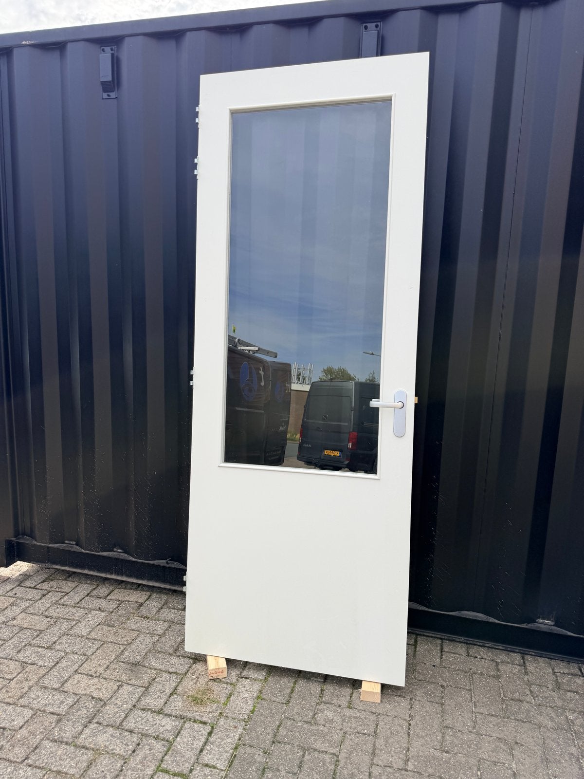 Witte Binnendeur met Glaspaneel en Deurklink 88x231cm, Doe-het-zelf en Verbouw, Ophalen, 80 tot 100 cm, 215 cm of meer, Binnendeur