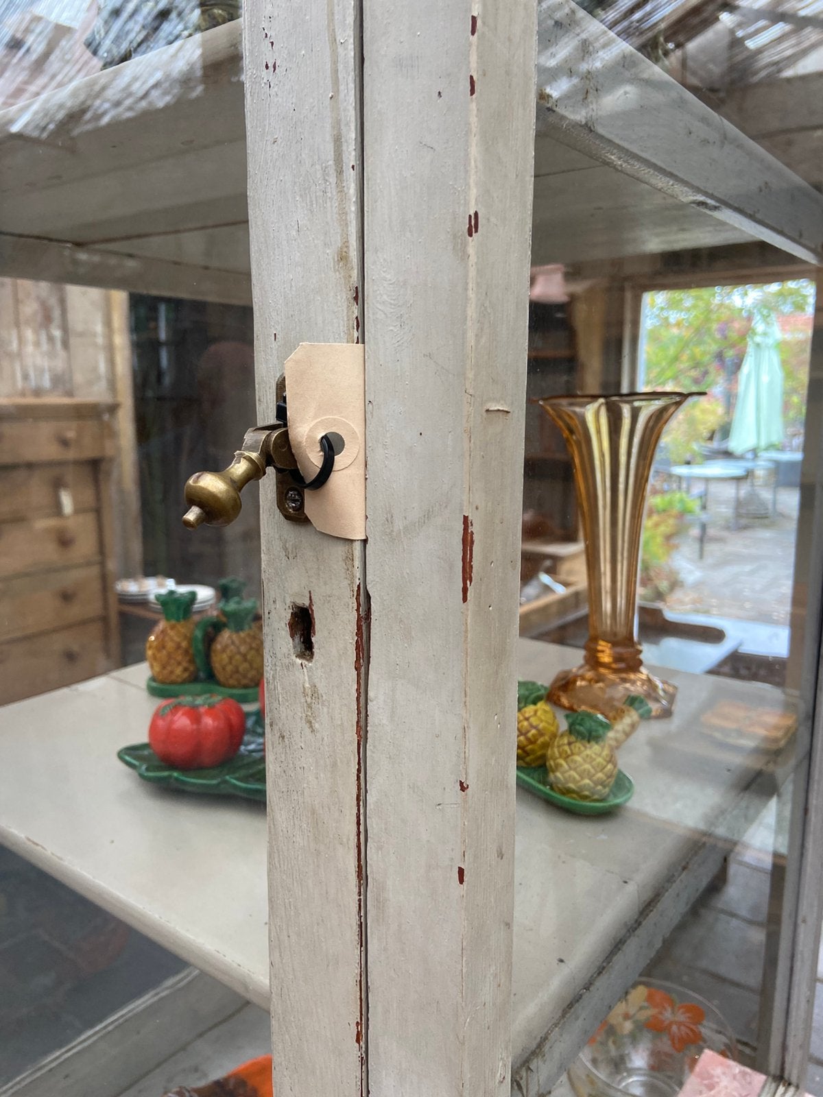 Landelijke Franse vitrine balievitrine toonbankvitrine, Ophalen, Gebruikt, 100 tot 150 cm, 50 tot 100 cm